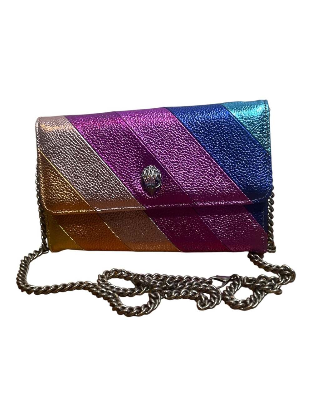 Kurt Geiger London Kensington Rainbow Stripe Leather Wallet on Chain